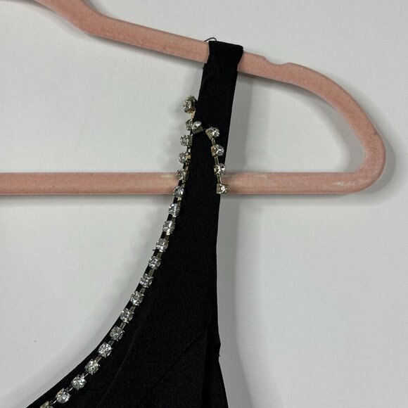 FLAW -Mac Duggal Sleeveless Crystal Scoop Neckline Column Gown High Slit 6 #9849 - Picture 5 of 10